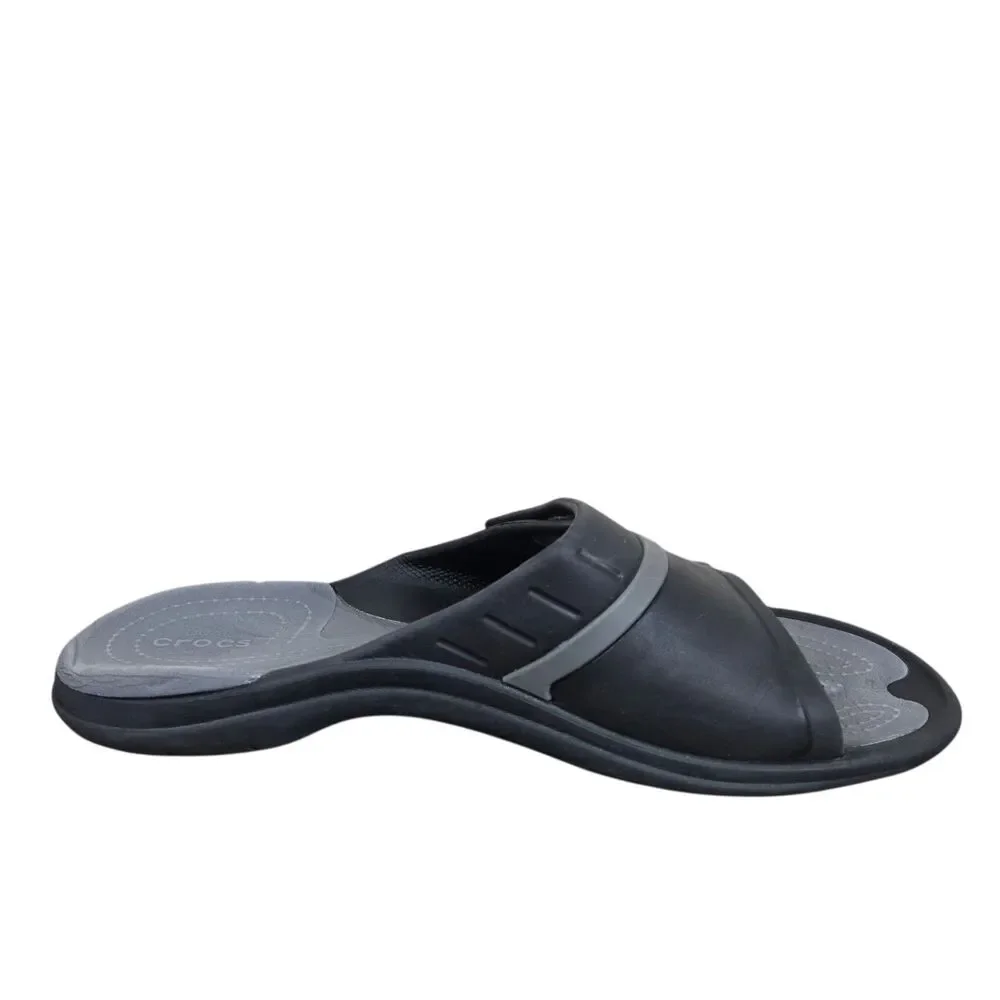 Crocs Modi Sports Slide Men's Sz 12 Black Gray Adjustable Comfort